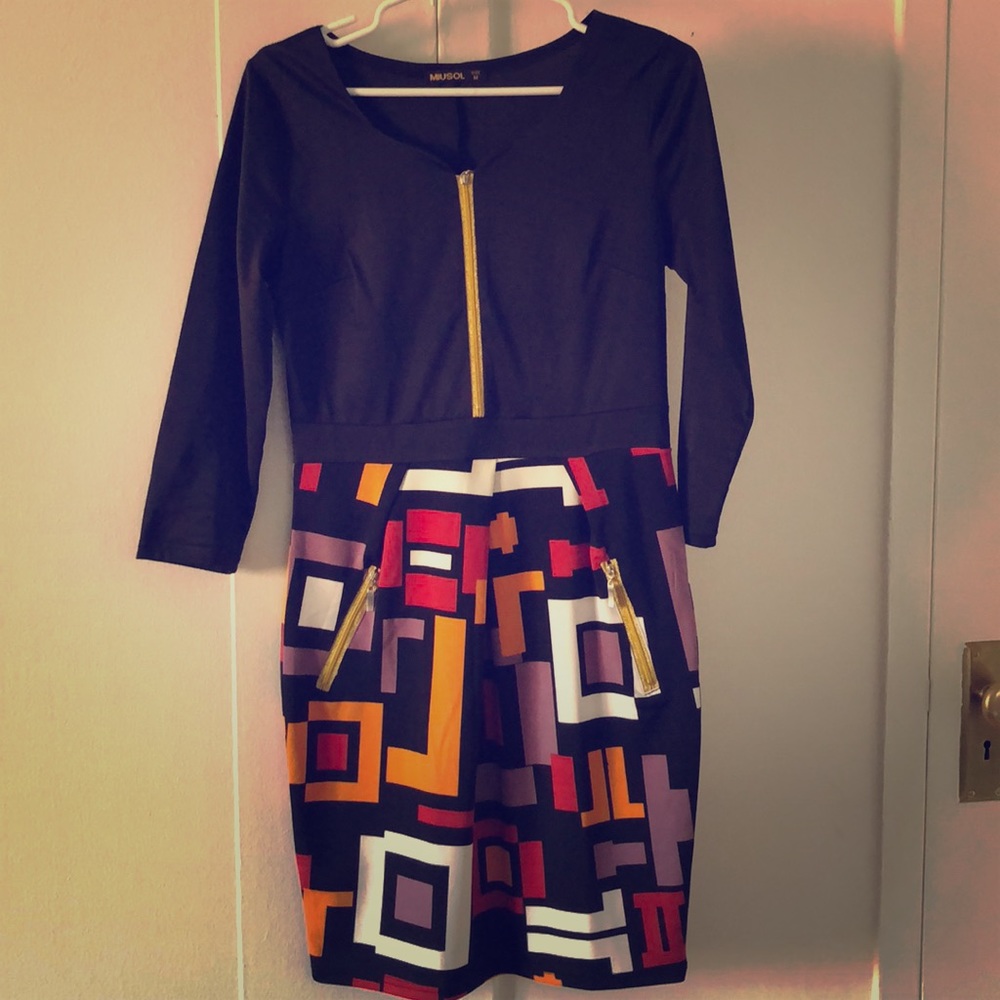 Multicolor black dress with pattern